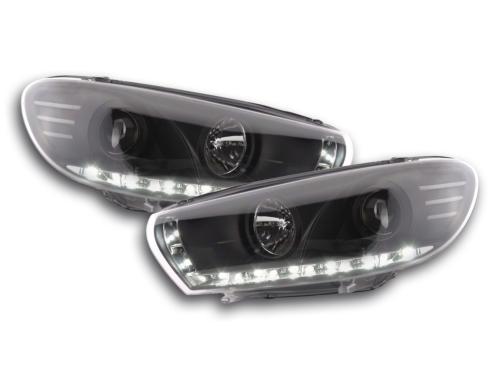 Paire de feux phares Daylight Led DRL VW Scirocco 3 13 08-14 Noir