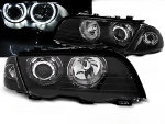 Paire de phares BMW serie 3 E46 Berline de 1998 a 2001 angel eyes led noir