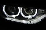 Paire de feux phares BMW serie 3 F30 / F31 de 2011 a 2015 angel eyes led DRL noir