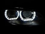 Paire de feux phares BMW serie 3 E92 / E93 de 2006 a 2010 angel eyes LED 3D DRL noir