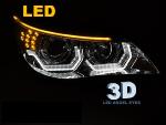 Paire de feux phares BMW serie 5 E60 /E61 03-07 Angel eyes led 3D Chrome