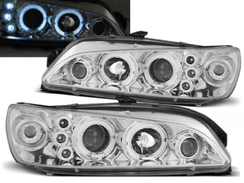 Paire de feux phares Peugeot 306 97-01 angel eyes chrome