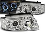 Paire de feux phares VW Passat B5 3B 96-00 angel eyes monobloc chrome