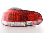 Paire de feux arrière VW Volkswagen Golf 6 2008 a 2012 Rouge Chrome Led