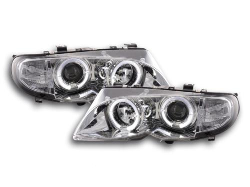 Paire de feux phares Angel Eyes BMW serie 3 E46 Berline 02-05 Chrome