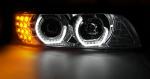 Paire de feux phares BMW serie 5 E39 95-03 Angel Eyes led 3D chrome