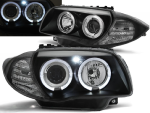 Paire de feux phares BMW Serie 1 E87/E81/E82/E88 de 2004 a 2011 angel eyes noir