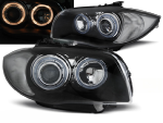 Paire de feux phares BMW serie 1 E81/E87 de 2004 a 2011 Angel eyes noir