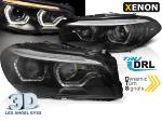 Paire de feux phares BMW serie 5 F10 / F11 10-13 xenon angel eyes led DRL Noir