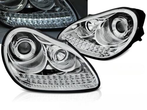 Paire de feux phares Porsche Cayenne 02-06 Daylight led xenon chrome