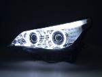 Paire de feux phares Xenon Angel Eyes CCFL led BMW Serie 5 E60/E61 03-04 Chrome