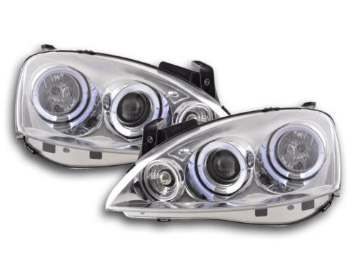 Paire de feux phares Angel Eyes Opel Corsa C de 01-06 chrome