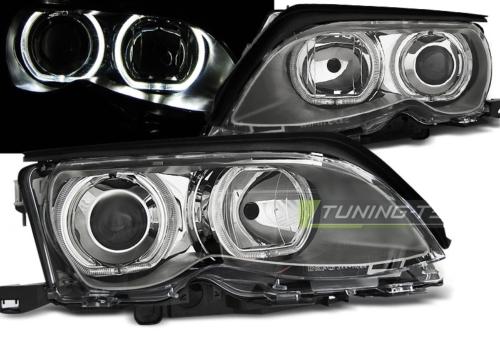 Paire de phares BMW serie 3 E46 Berline 01-05 angel eyes led chrome