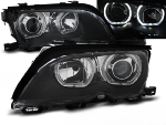 Paire de phares BMW serie 3 E46 Berline de 2001 a 2005 angel eyes led noir