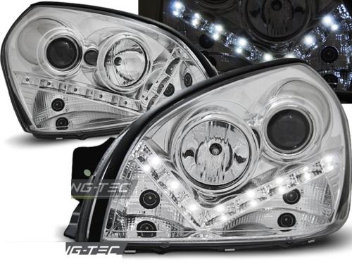 Paire de feux phares Hyundai Tucson 04-10 Daylight led chrome