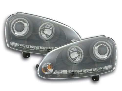 Paire de feux phares Angel Eyes VW Golf 5 1K 03-08 noir