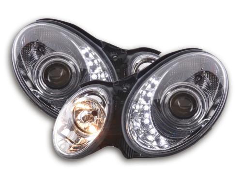 Paire de feux phares Daylight led Xenon Mercedes Classe E W211 02-06 Chrome