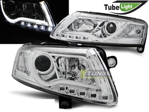 Paire de feux phares Audi A6 C6 04-08 led LTI chrome