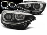 Paire de feux phares BMW serie 1 F20 / F21 de 2011 a 2014 angel eyes DRL noir