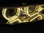 Paire de feux phares BMW serie 3 E92 / E93 de 2006 a 2010 angel eyes LED Yellow 3D DRL chrome