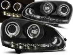 Paire de feux phares VW Golf 5 de 2003 a 2009 angel eyes led noir