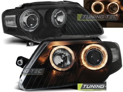 Paire de feux phares VW Passat B6 3C 05-10 angel eyes noir