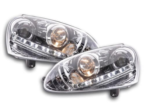 Paire de feux phares Daylight Led VW Golf 5 de 03-08 chrome