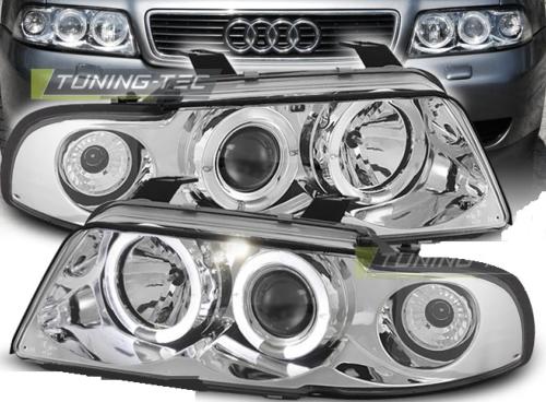 Paire de feux phares Audi A4 94-98 angel eyes chrome