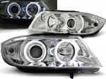 Paire de feux phares BMW serie 3 E90 / E91 de 2005 a 2008 angel eyes CCFL chrome