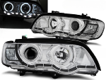 Paire de feux phares BMW X5 E53 de 1999 a 2003 angel eyes CCFL Xenon Chrome