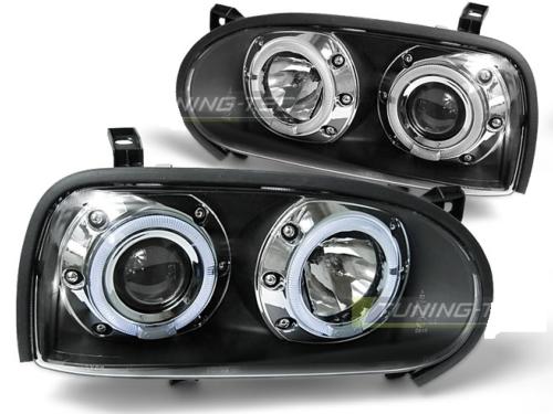 Paire de feux phares VW Golf 3 91-97 angel eyes noir