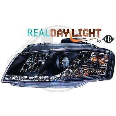 Paire de Phares Daylight DRL Audi A3 8P 2003 a 2008 Noir Led