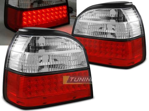 Paire de feux arriere VW Golf 3 91-97 rouge blanc led