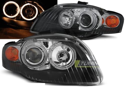 Paire de feux phares Audi A4 B7 04-08 angel eyes noir