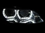 Paire de feux phares BMW serie 3 E92 / E93 de 2006 a 2010 angel eyes LED 3D DRL chrome