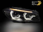 Paire de feux phares BMW serie 5 F10 / F11 13-16 xenon angel eyes led DRL Noir