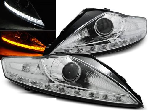 Paire de feux phares Ford Mondeo 07-10 Daylight led chrome cligno led