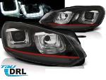 Paire de feux phares VW Golf 6 08-12 led U-type DRL noir liner rouge