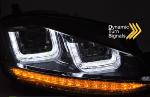 Paire de feux phares VW Golf 7 13-17 U-Type DRL led Dyn Noir Rouge