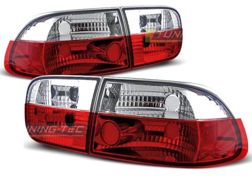 Paire de feux arriere Honda Civic 91-95 rouge blanc