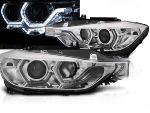 Paire de feux phares BMW serie 3 F30 / F31 de 2011 a 2015 angel eyes chrome led DRL