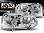 Paire de feux phares VW Golf 3 de 09/1991 a 08/1997 angel eyes chrome