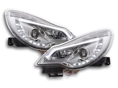 Paire de feux phares Daylight Led DRL Opel Corsa D 11-14 chrome