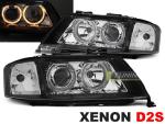 Paire de feux phares avant Audi A6 97-99 angel eyes noir xenon