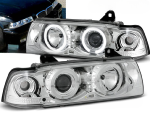 Paire de feux phares BMW serie 3 E36 berline de 1990 a 1999 angel eyes chrome