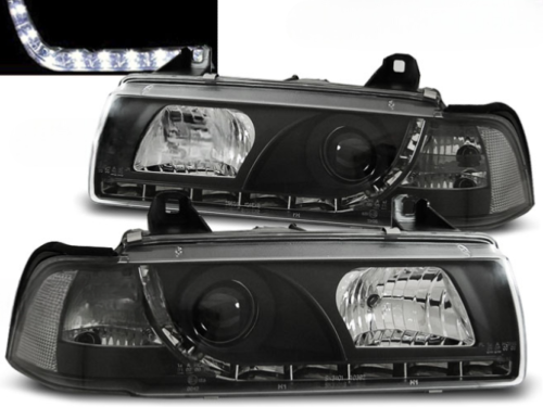 Paire Feux Phares BMW serie 3 E36 Berline de 1990 a 1999 Daylight led noir