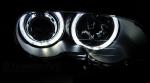 Paire de phares BMW serie 3 E46 Coupe Cabriolet de 1999 a 03/2003 angel eyes led noir