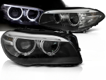 Paire de feux phares BMW serie 5 F10 / F11 de 2010 a 2013 xenon angel eyes led DRL noir