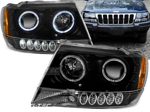 Paire de feux phares Jeep Grand Cherokee 99-05 angel eyes noir