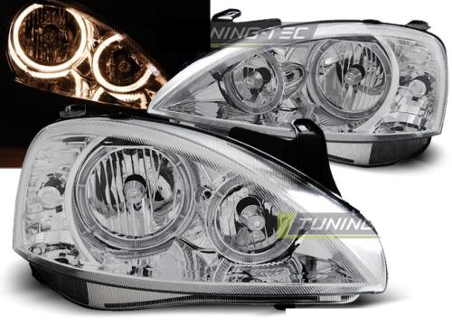 Paire de feux phares Opel Corsa C 00-06 angel eyes chrome